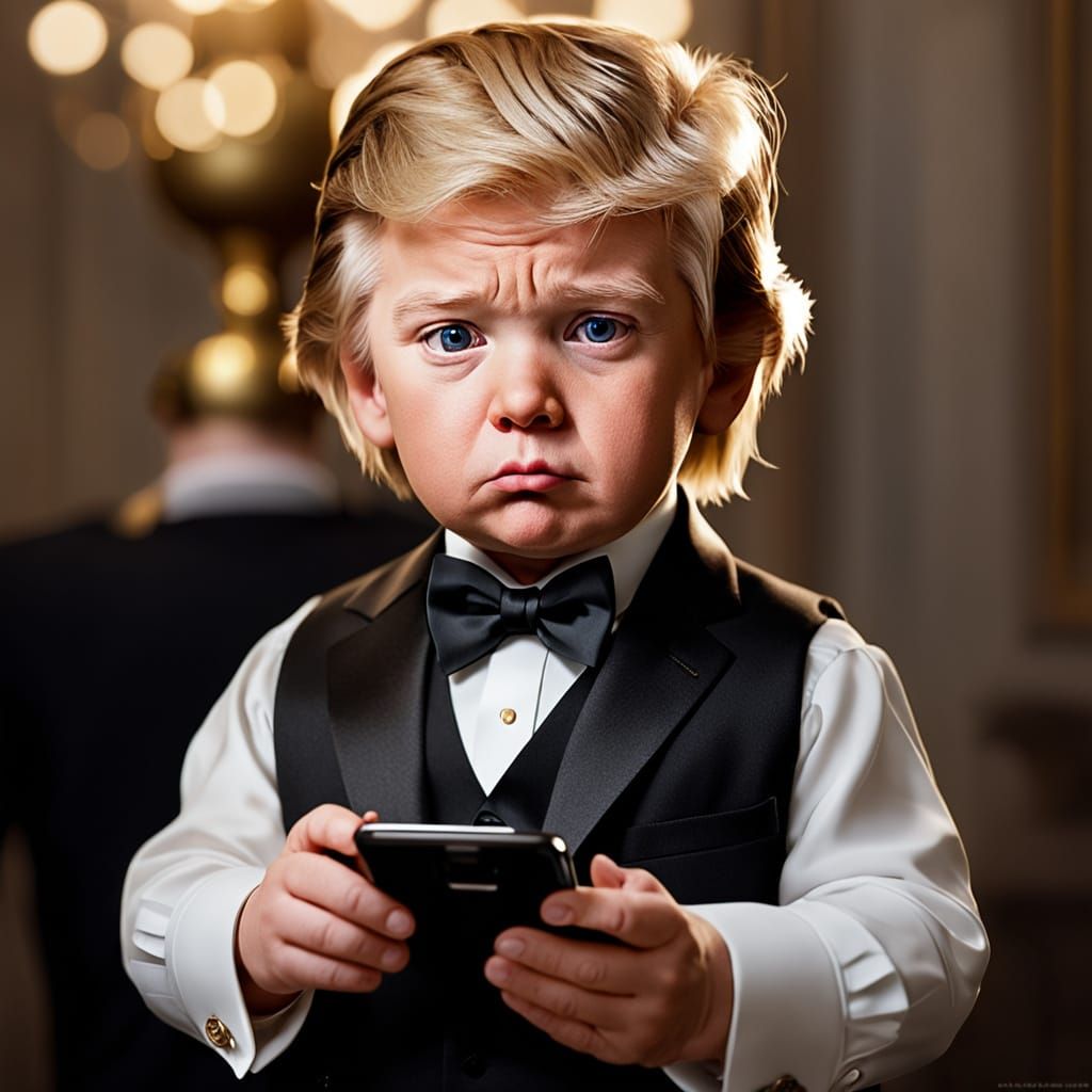 Baby Donald Trump Portrait in Tuxedo