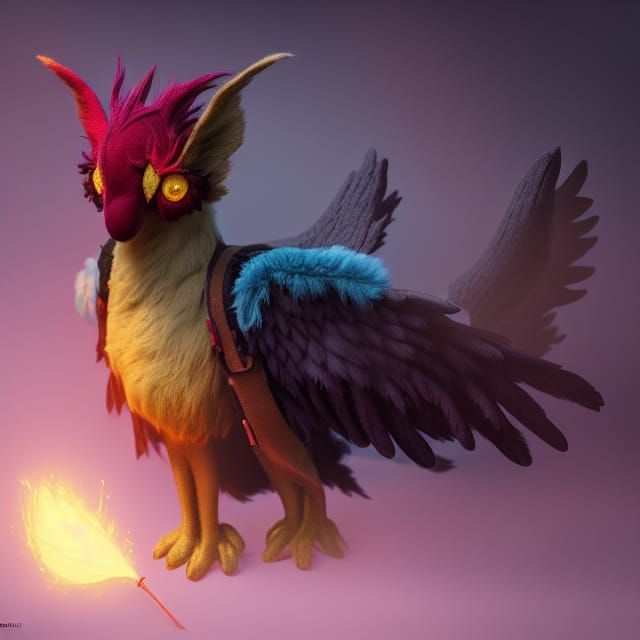 Stitched Plush Gryphon Toy in Velvet Fabric