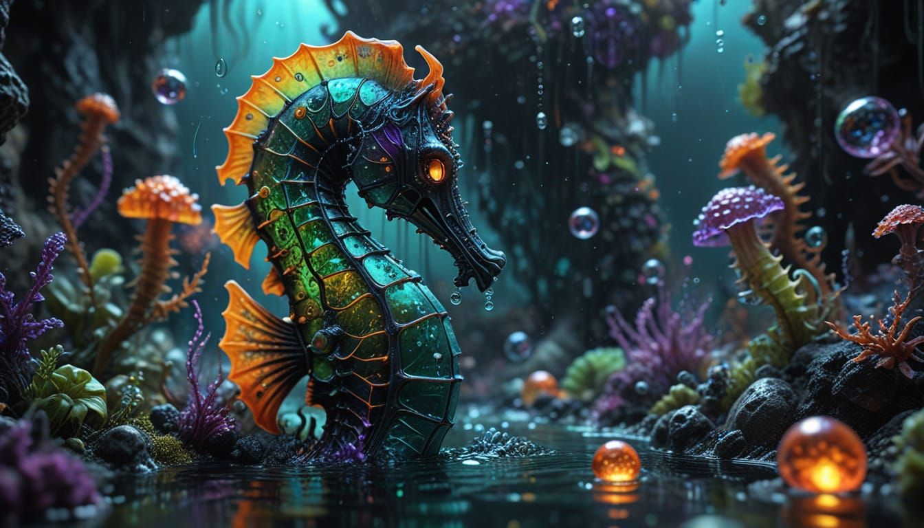 Mystical Seahorse in a Turquoise Ocean