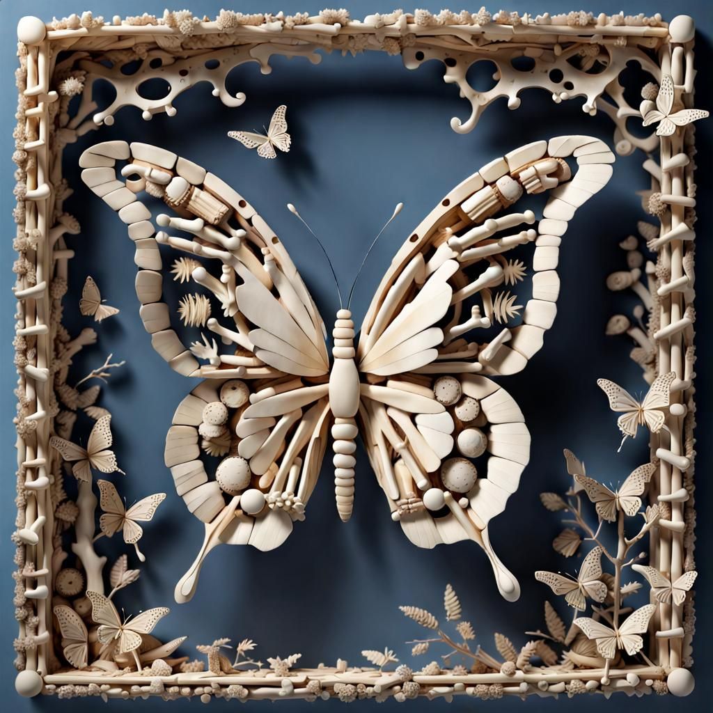 3D Bone Butterfly in Flight