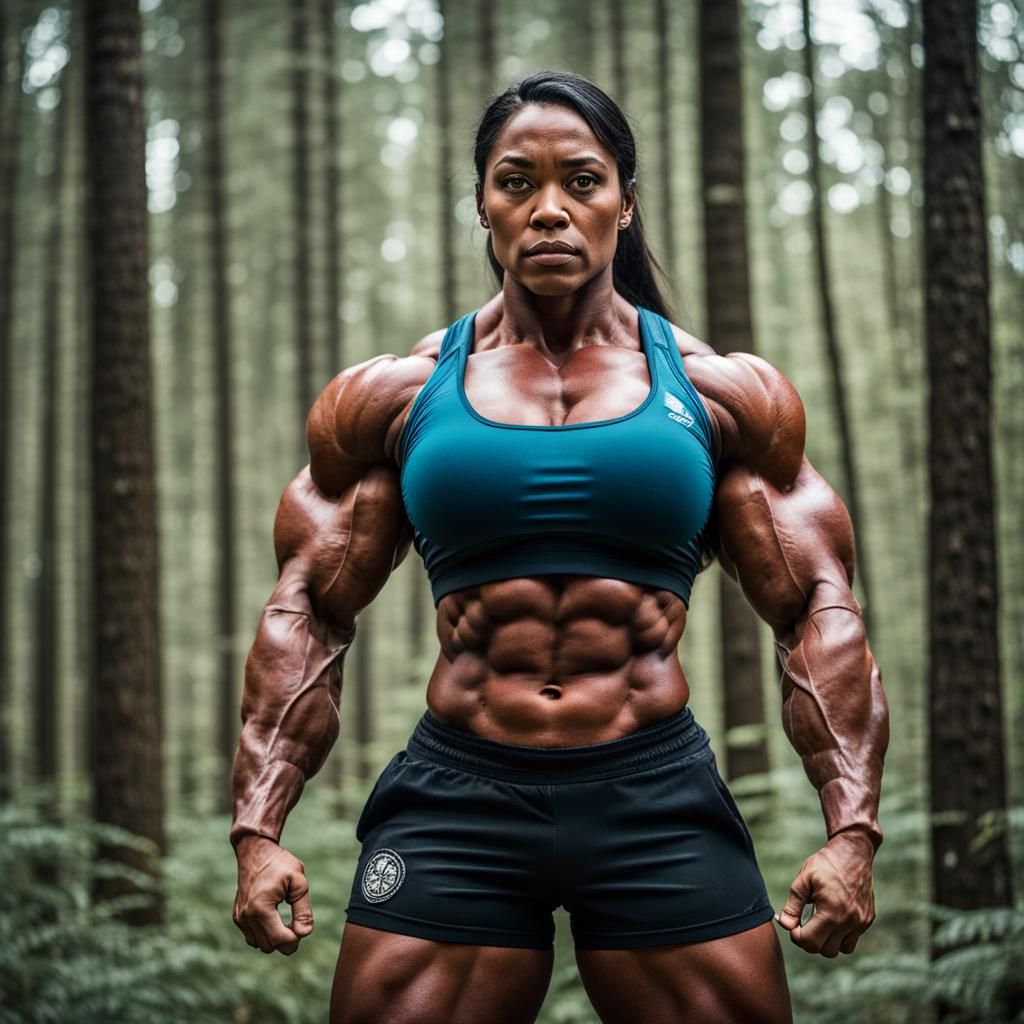 Powerful Native Woman with Muscular Physique