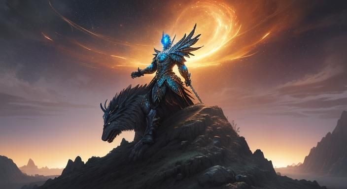 Warrior in Training Amidst Cosmic Energy