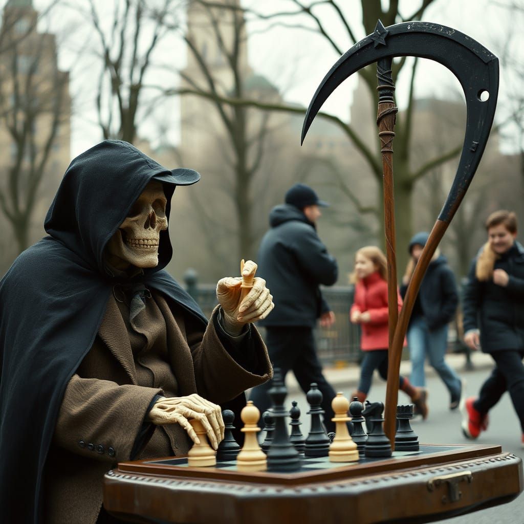 Mortis Plays Chess in New York Park