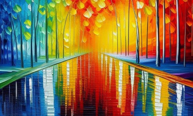 Neo-Impressionist Expressionist Oil Painting with Impasto Te...