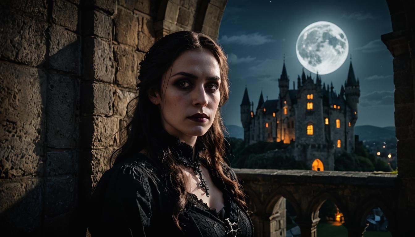 Gothic Lady Portrait in Dark Academia Style