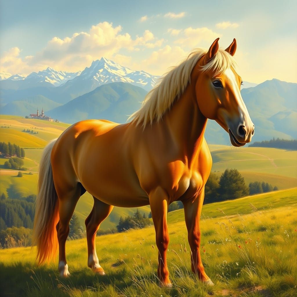 Elegant Haflinger Horse in Austrian Countryside