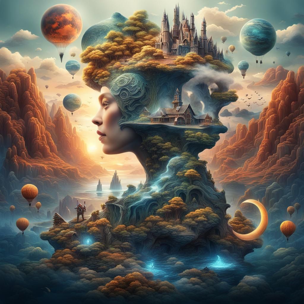 Surreal AI Tattoo Collage of Dreamlike Imagery
