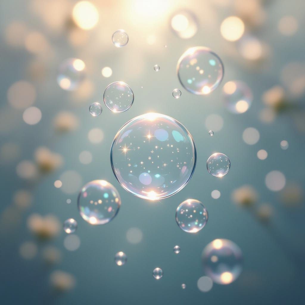 Ethereal Bubbles Floating Upwards: Digital Art