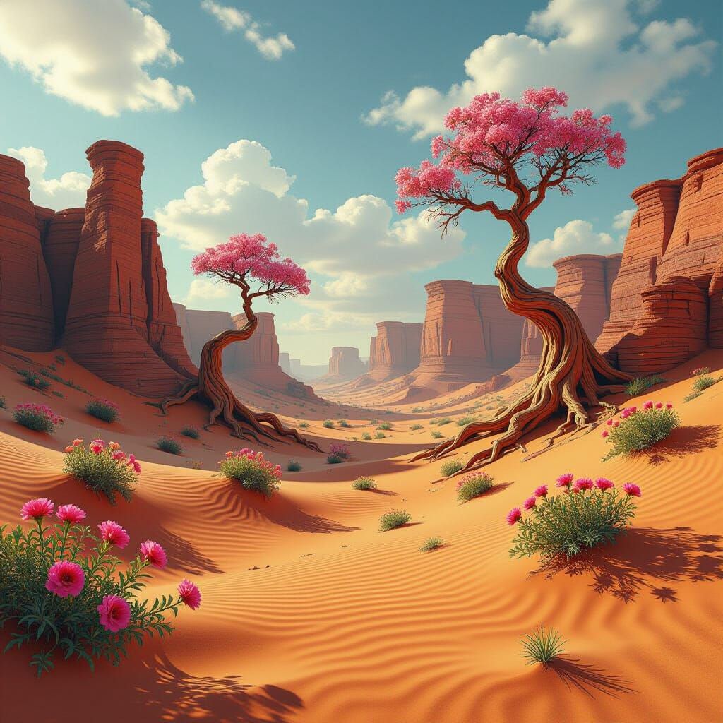 Surreal Landscape of Shifting Dunes and Distorted Roots