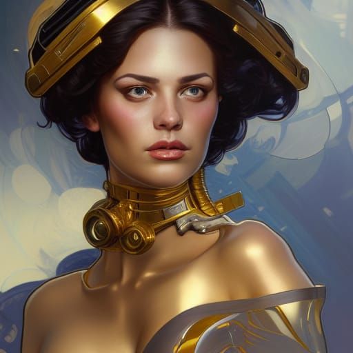 Cyborg Bartender Portrait in Hyperdetailed Style