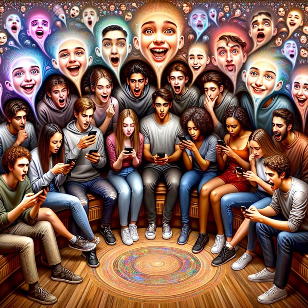 Hyperrealistic Teenagers Reacting to AI Caricatures