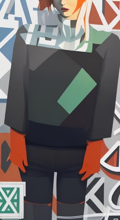 Female Figure in Russian Constructivism Style