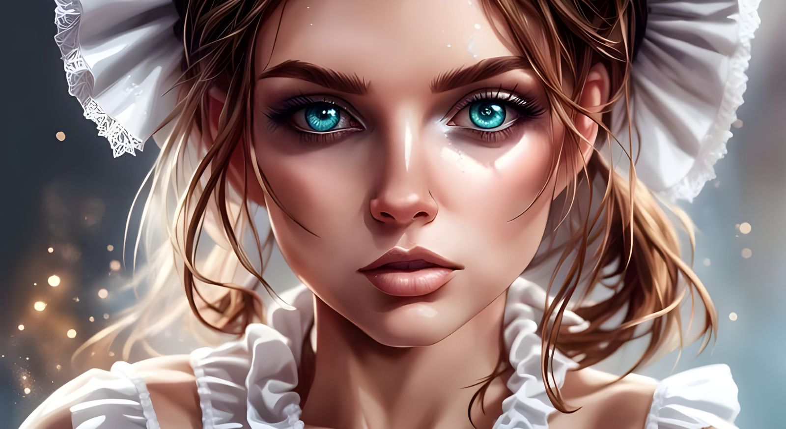 Gorgeous French Maid Portrait in Fantasycore Style