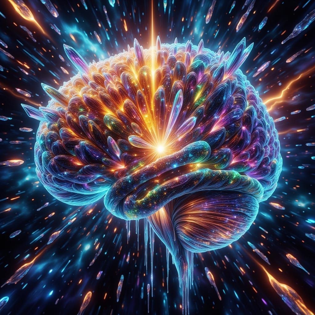 Crystalline Brains Shattering in Iridescent Shards