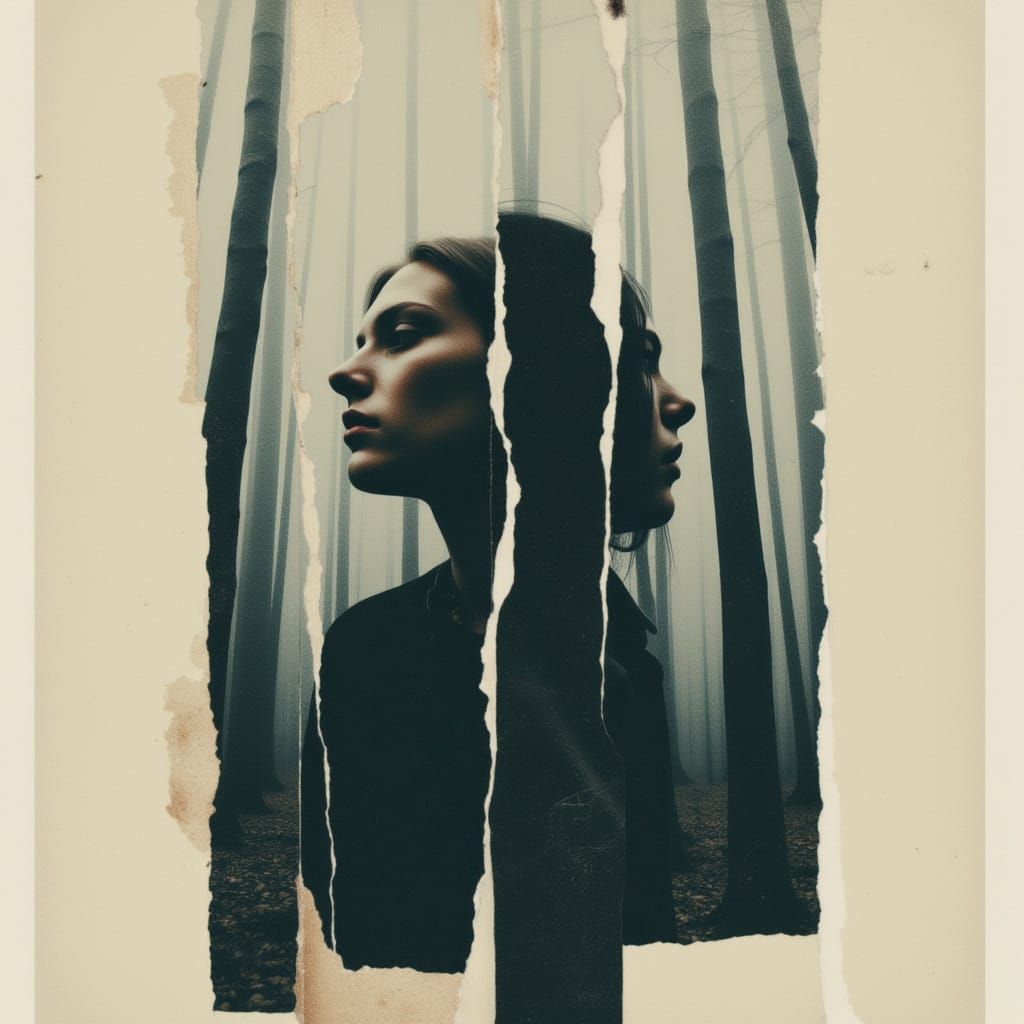 Bleak Beauty: Lo-fi Collage with Overlapping Fragments