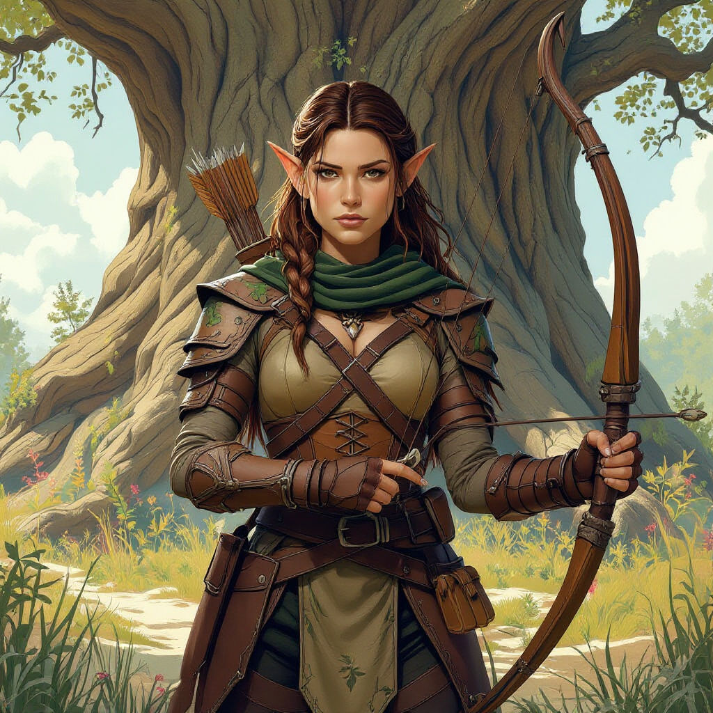 Wood Elf Rogue Scout in Fantasy Landscape