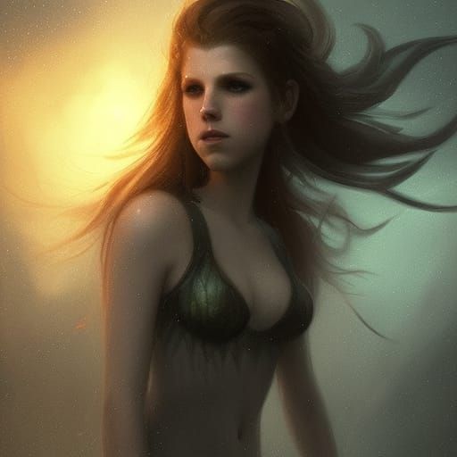 Anna Kendrick as Mermaid in Dark Fantasy Style