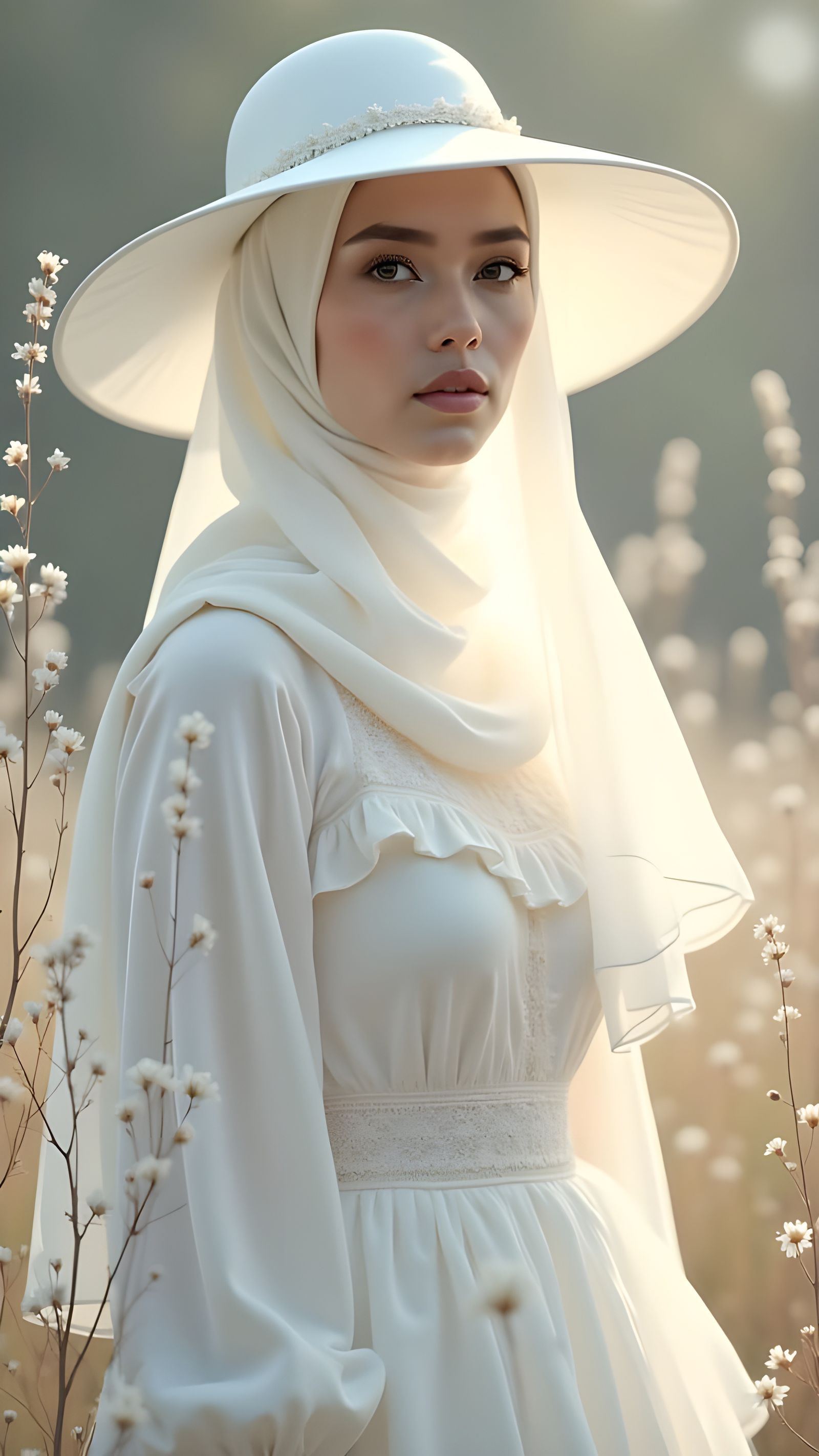 Elegant Swedish Woman in Modest Fashion, Ethereal Light