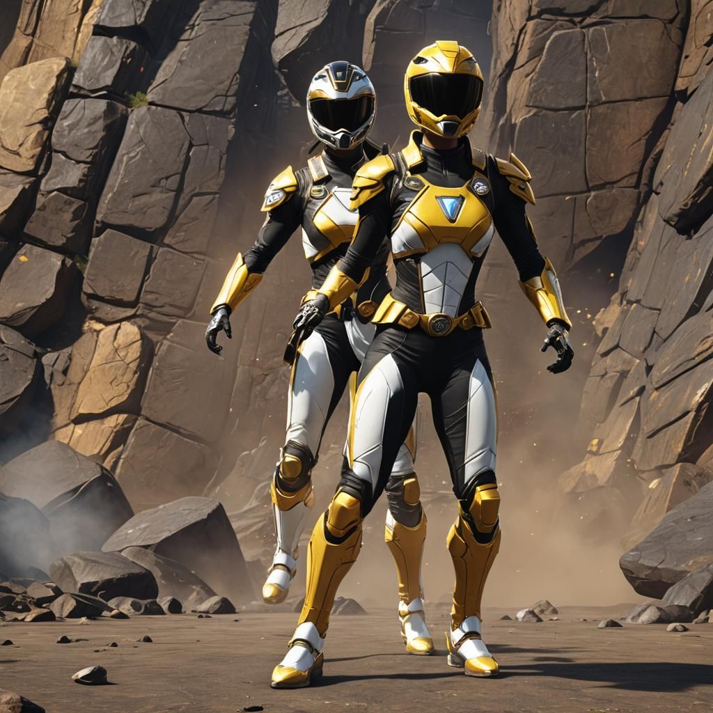 Black Space Ranger in Yellow Suit, 3D Render