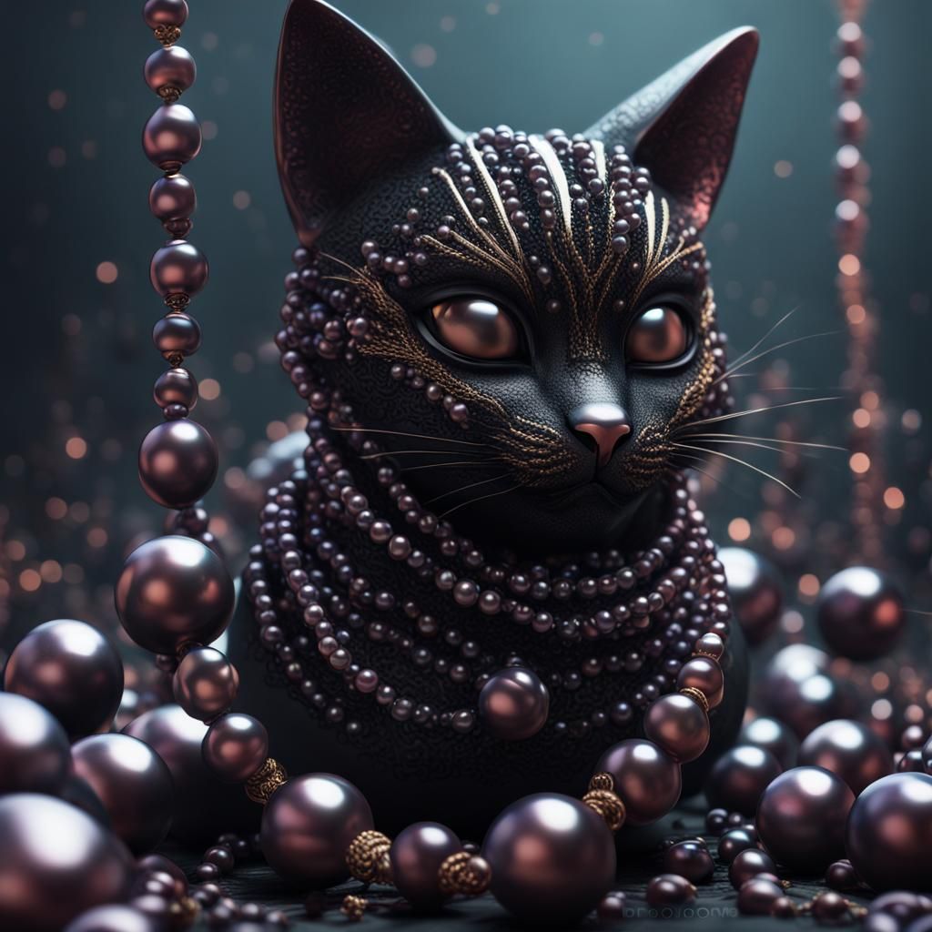 Black Pearl Cat: Detailed Fantasy Concept Art