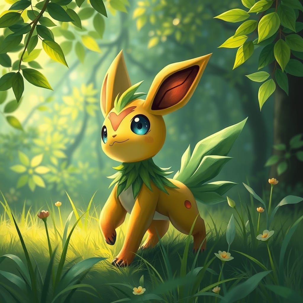 Chespin in Lush Meadow: Impressionist Art Nouveau Fusion