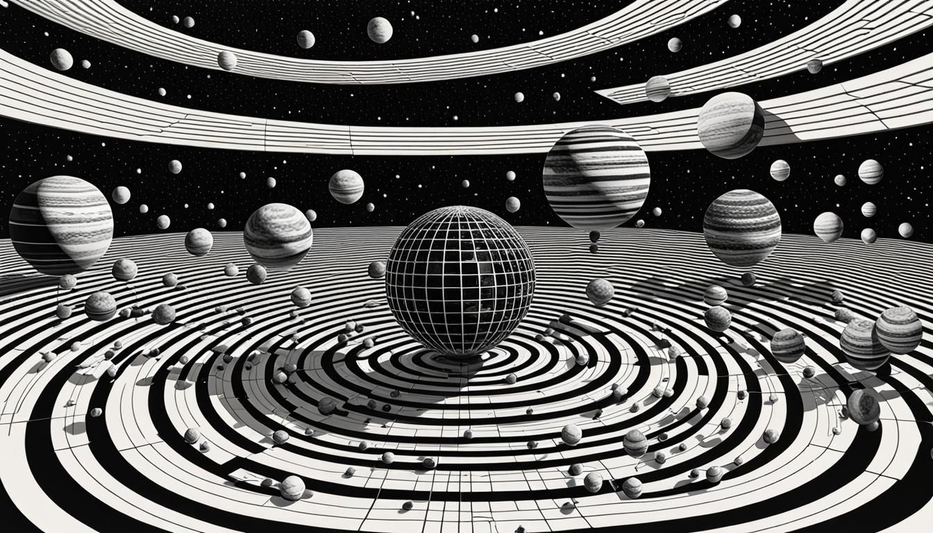 Giant Space Planetarium in 3D Op Art Style