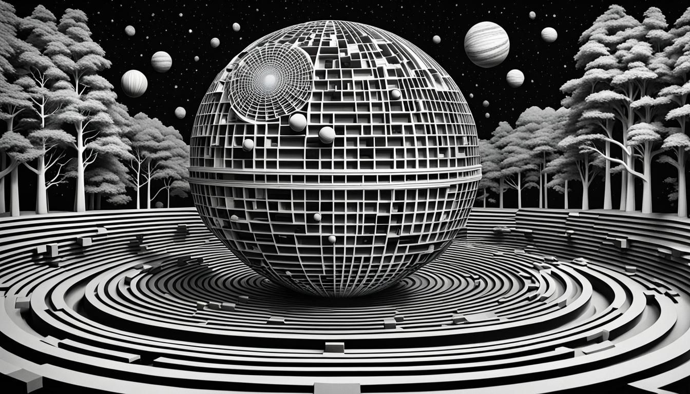 Giant Space Planetarium in 3D Op Art Style