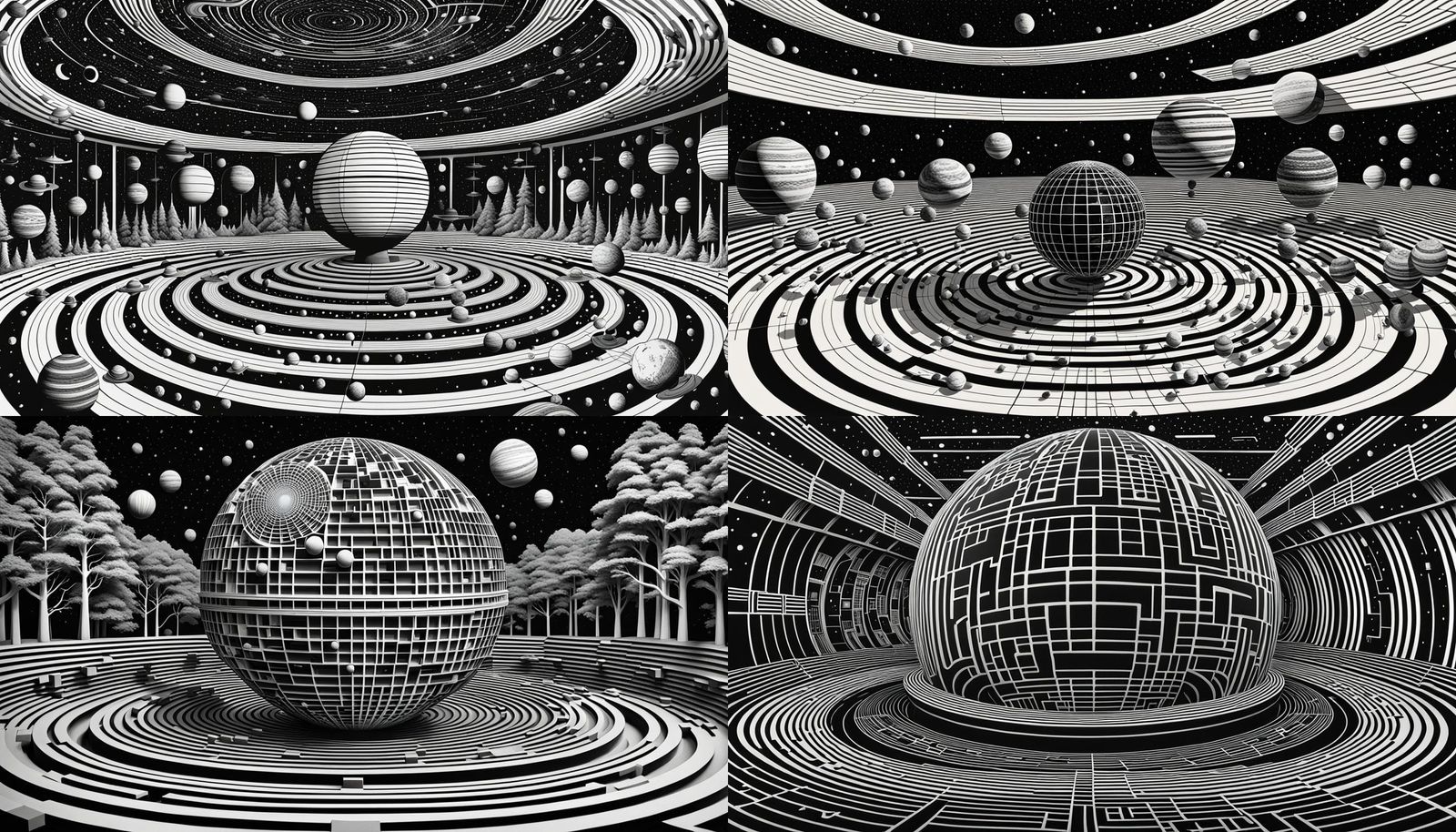 Giant Space Planetarium in 3D Op Art Style