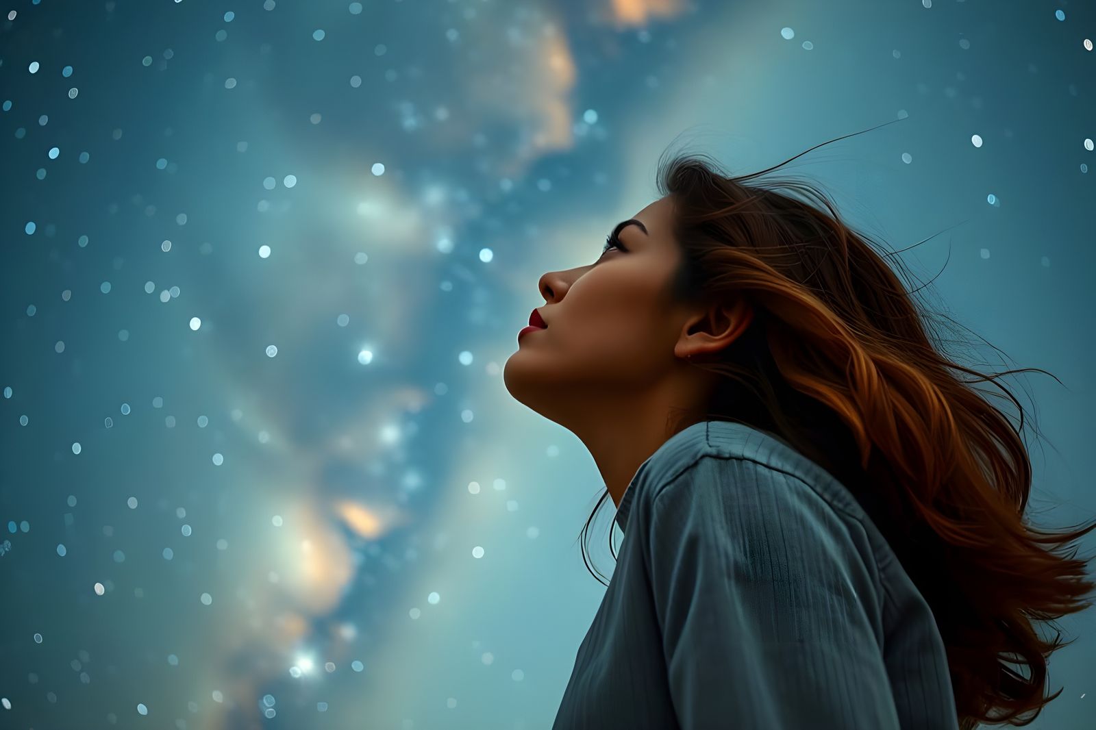 Girl Gazing at Stars, Missing the Light