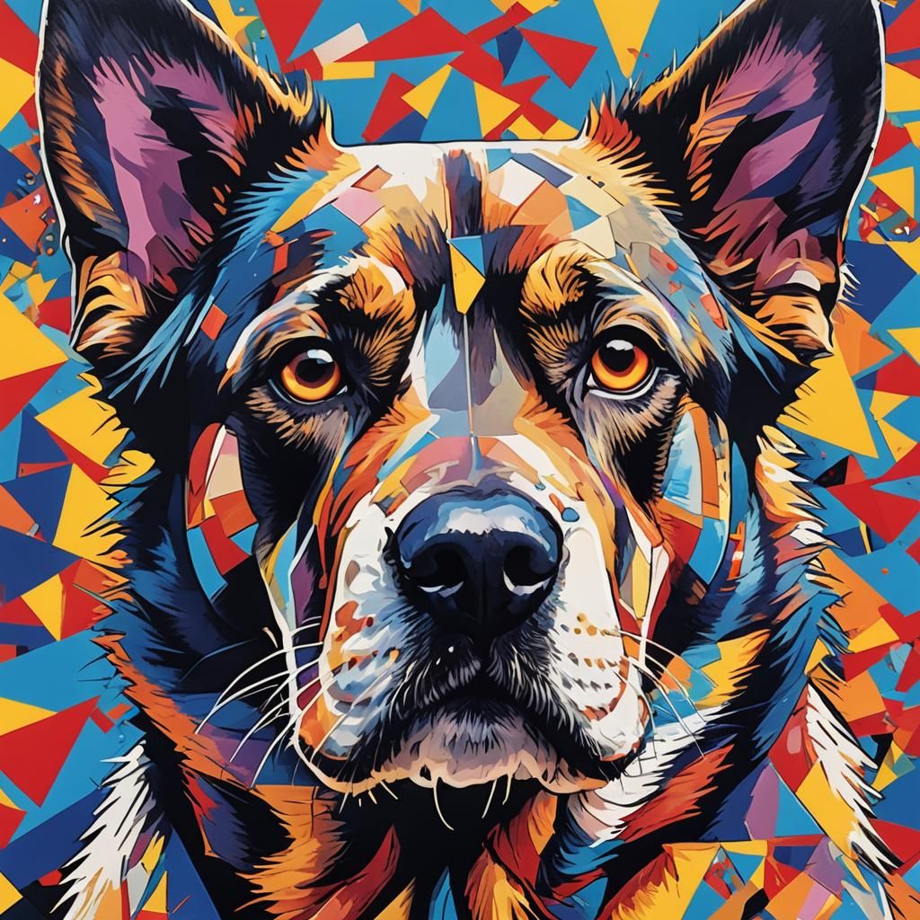 Pop Art Dog Portrait in 80s Style
