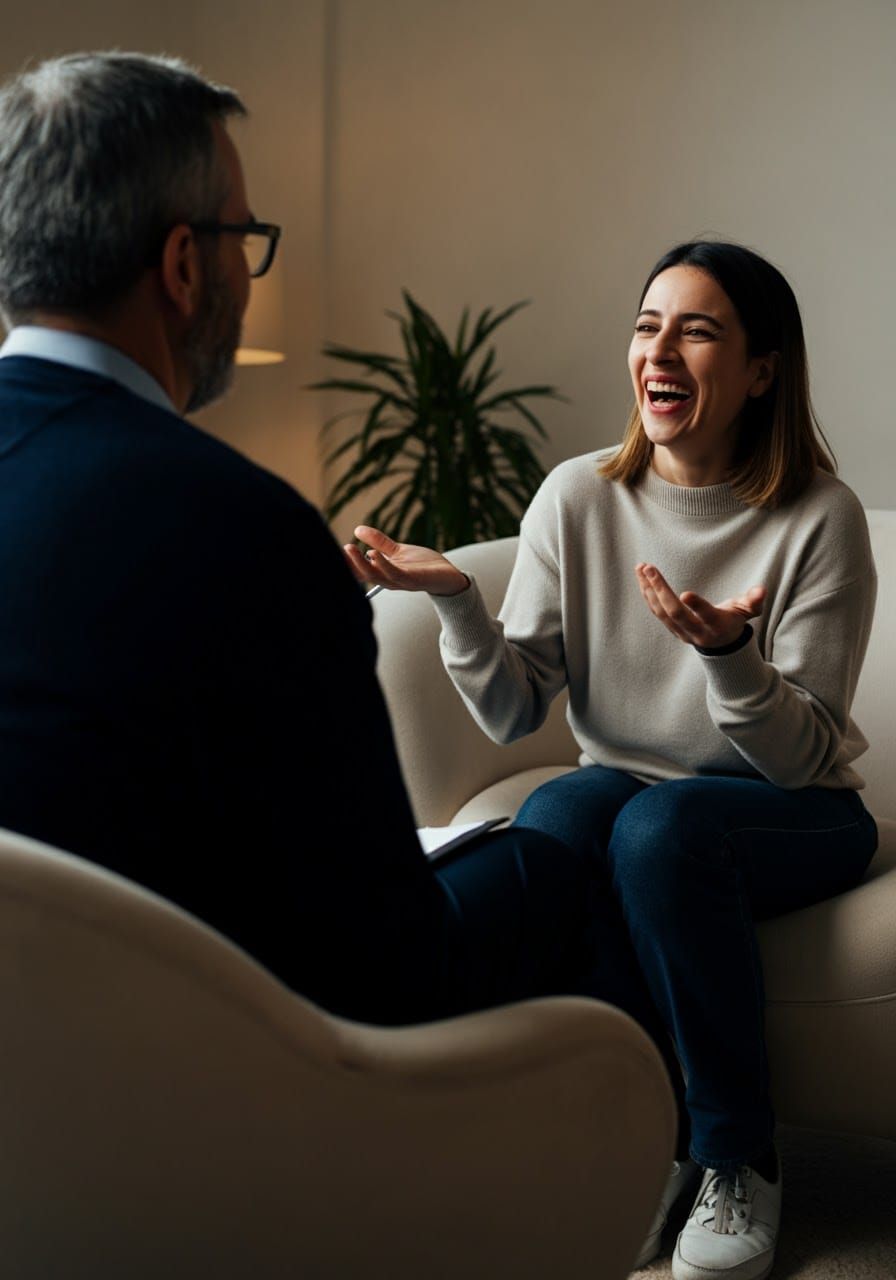 Woman Explains Something to Her Therapist: DSLR Photography