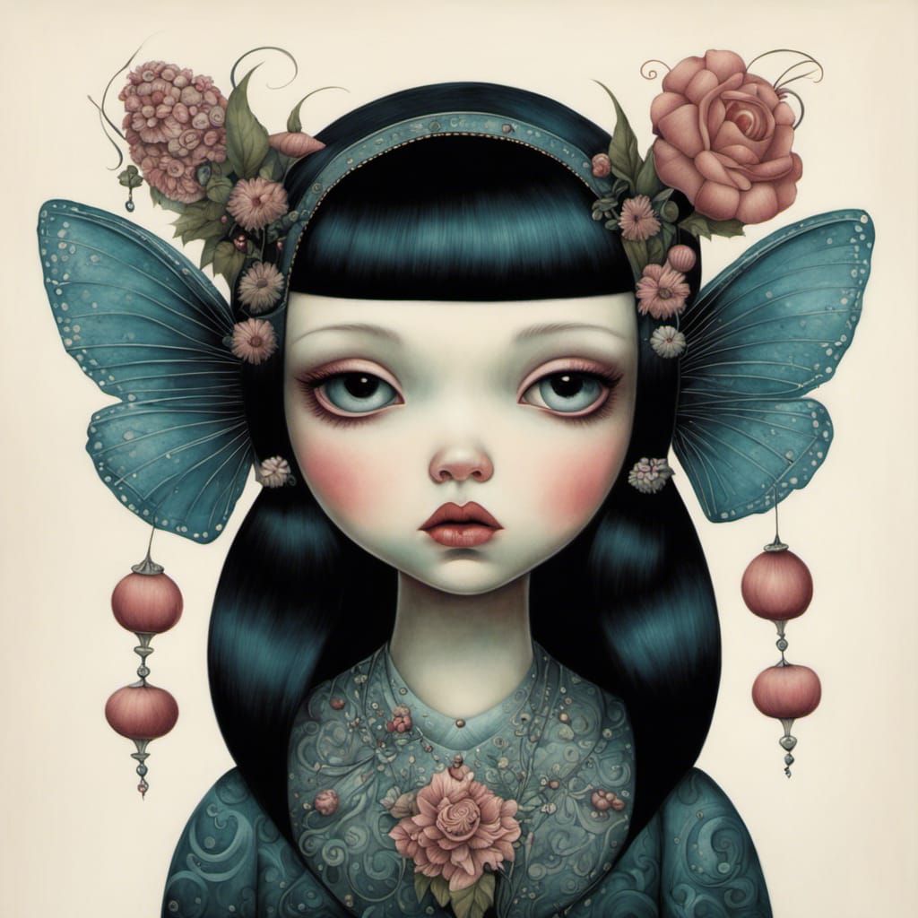 Moody Girl in Art Brut Style