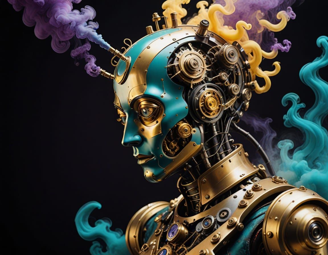 Surreal Steampunk Robot in Dreamlike Salvador Dali Style