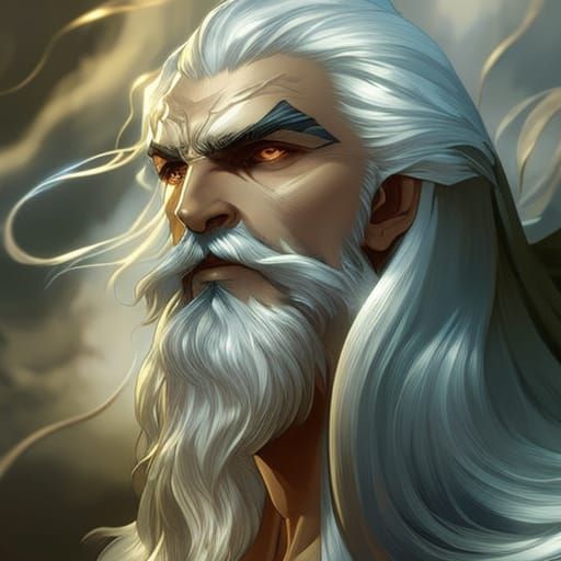 Zeus Portrait in Hyperdetailed Digital Art Style