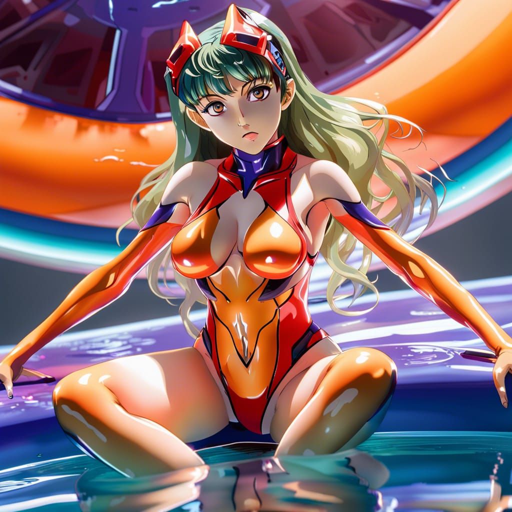 Hyperrealistic Model in Wet Bikini Concept Art