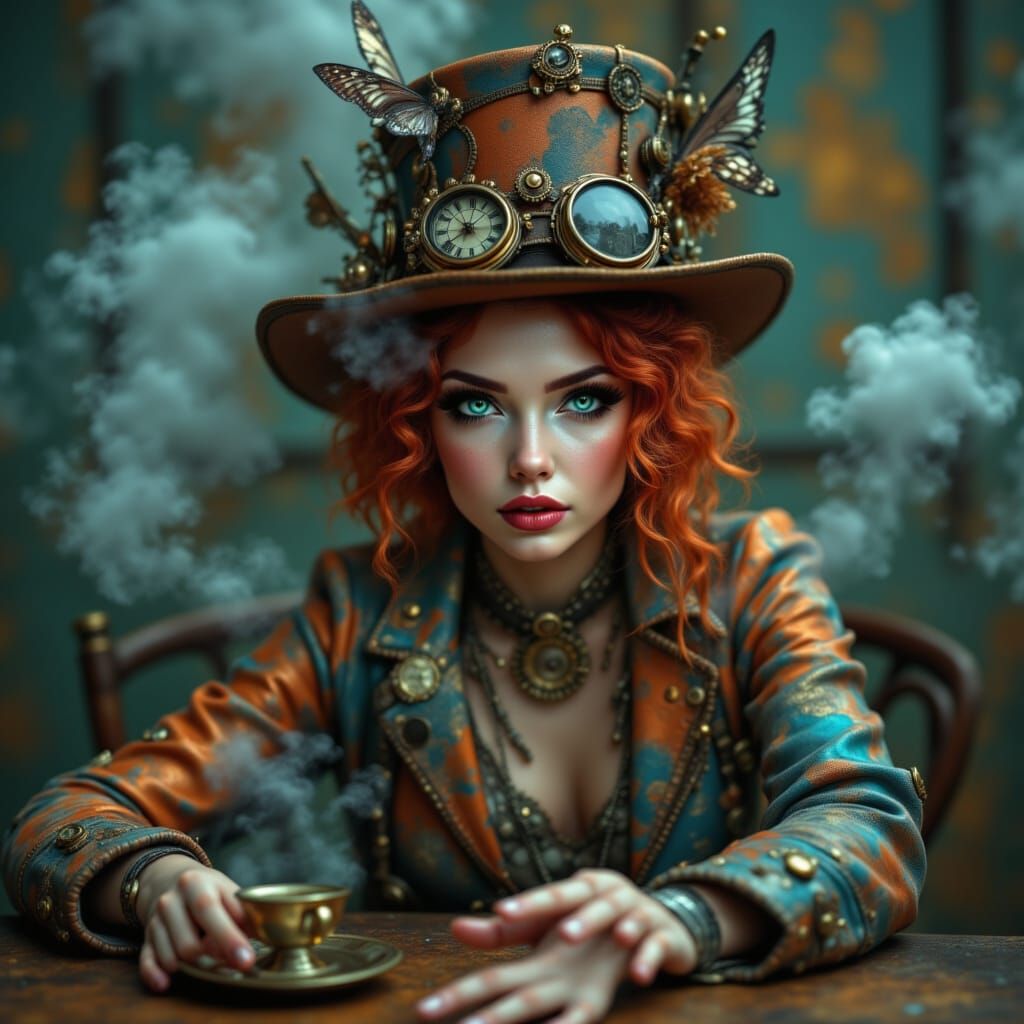 Steampunk Woman with Clockwork Details in Digital Art