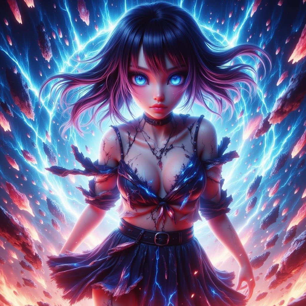 Dynamic Anime Girl in Studio Trigger Style