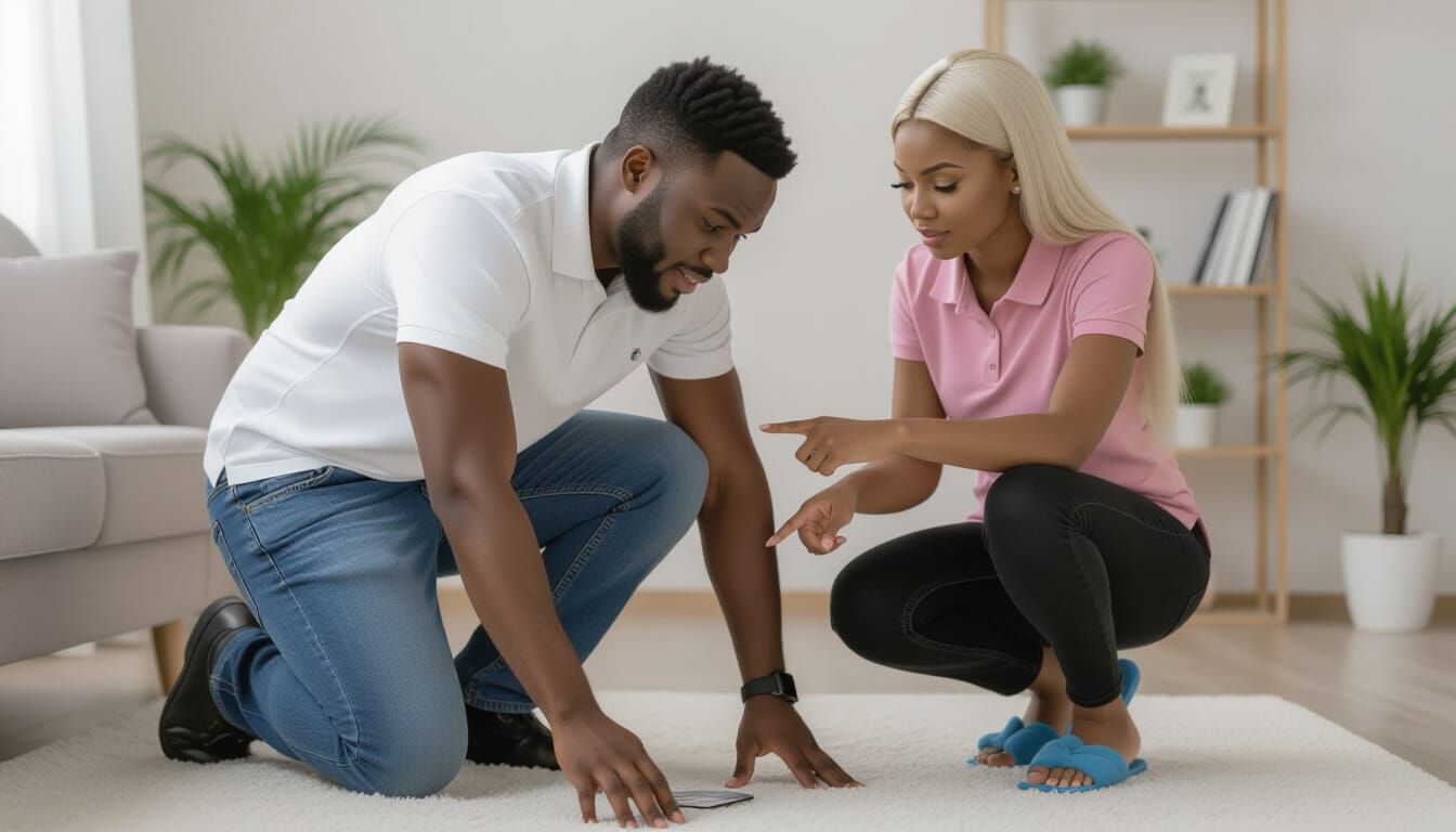 African Couple Searching in Cozy Apartment