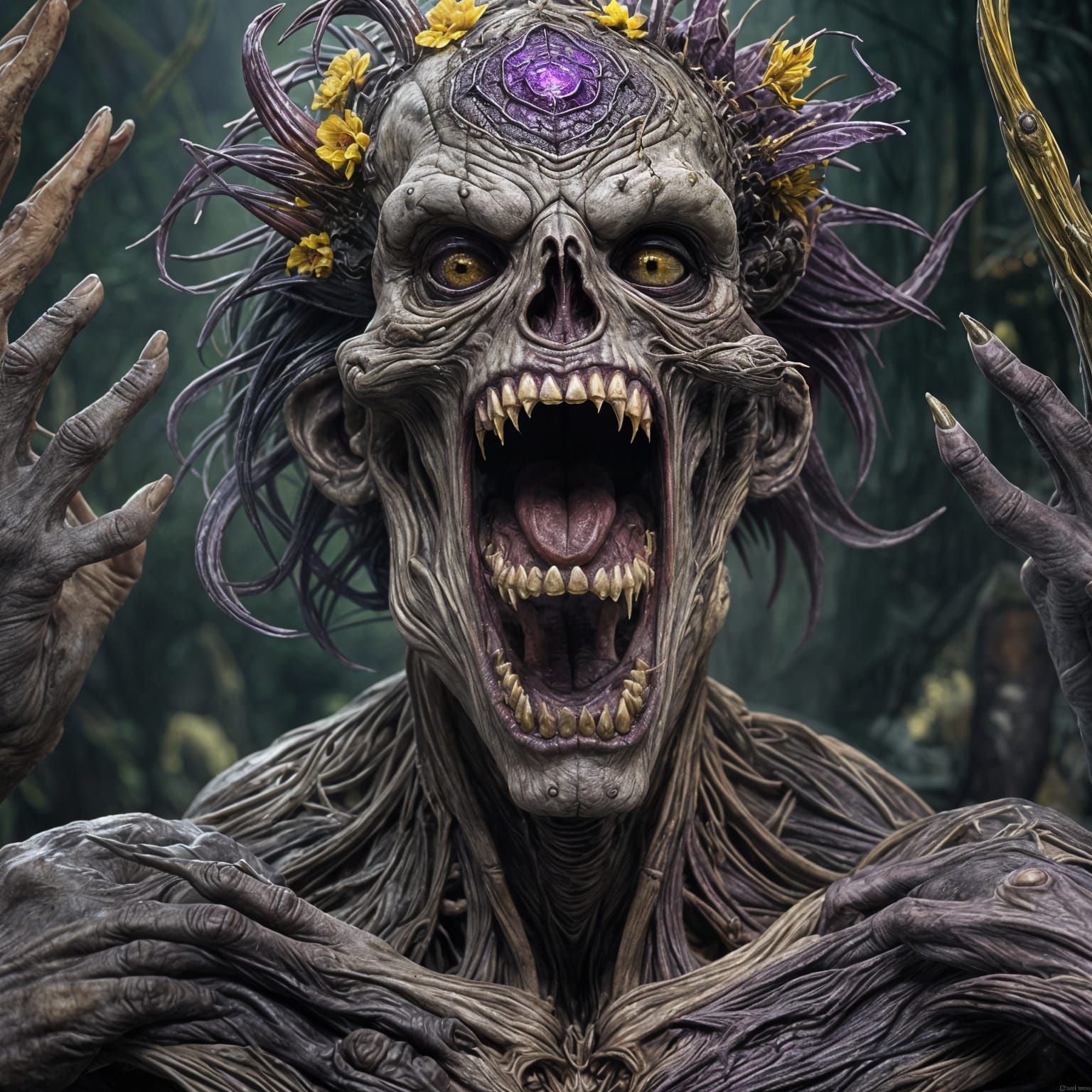 Hyperdetailed Zombie Creature in Dark Fantasy Style