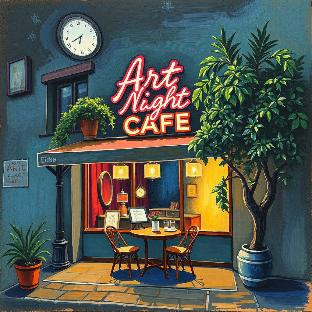 Abstract Art of Night Cafe Scene