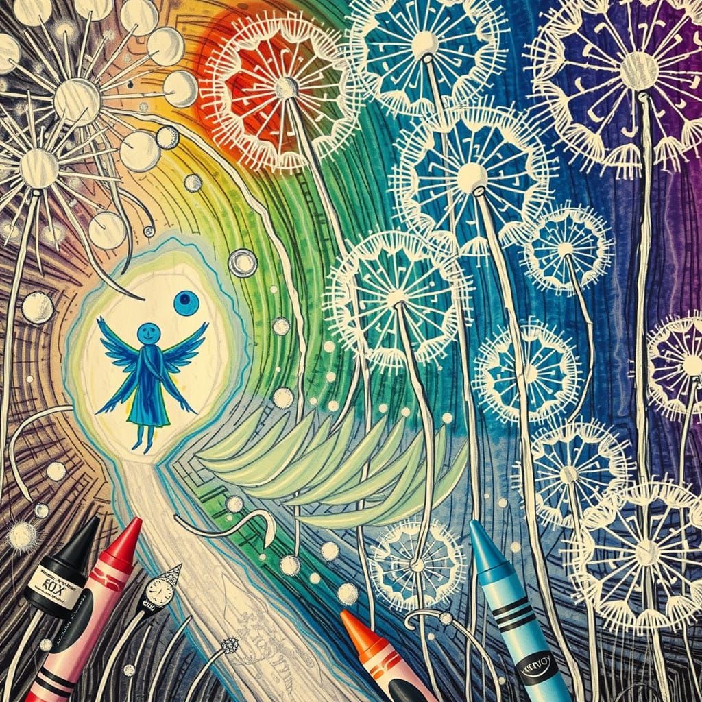 Surreal Crayon Drawings with Reflected Light