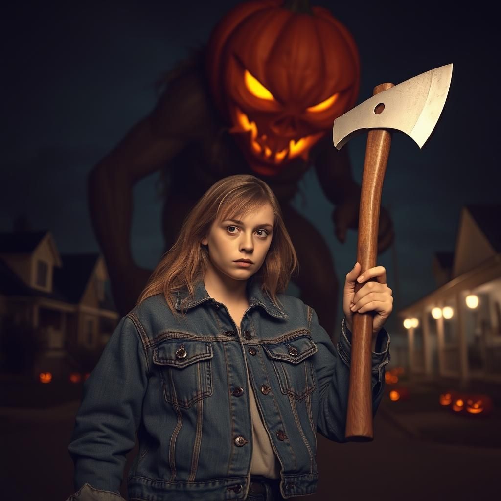 Halloween Showdown with Pumpkinhead in Gothic Horror Style