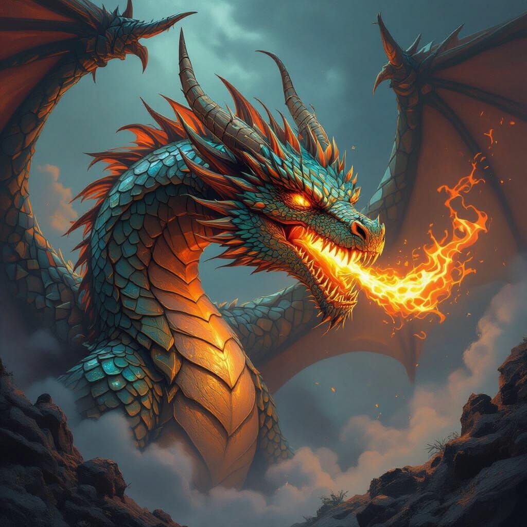 Gemstone Dragon in Mystical Landscape