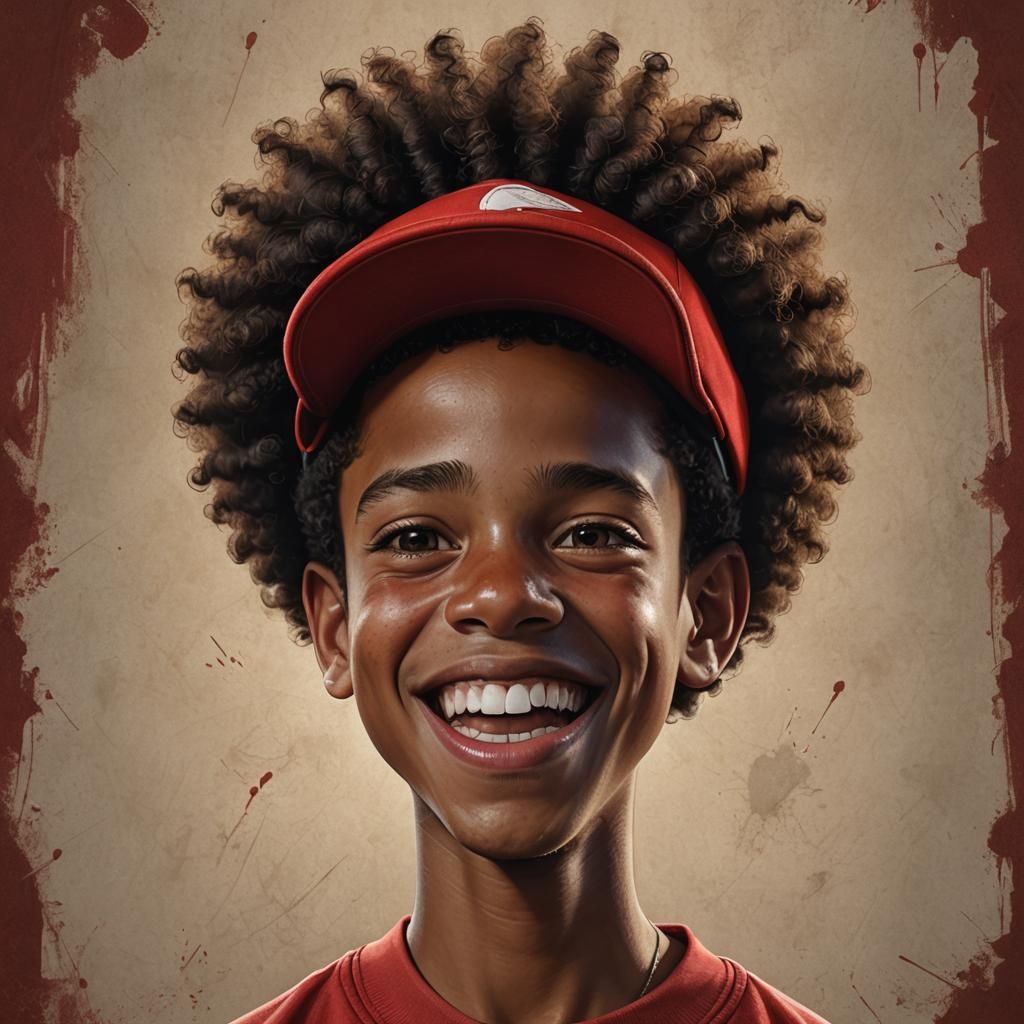 Hyperrealistic Portrait of Smiling Man in Red Cap