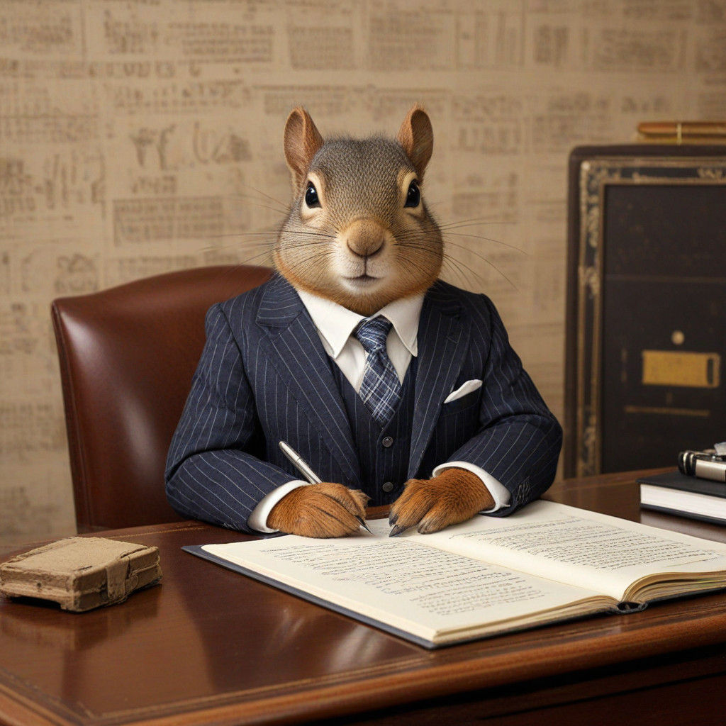 Squirrel Executive in Vintage Office