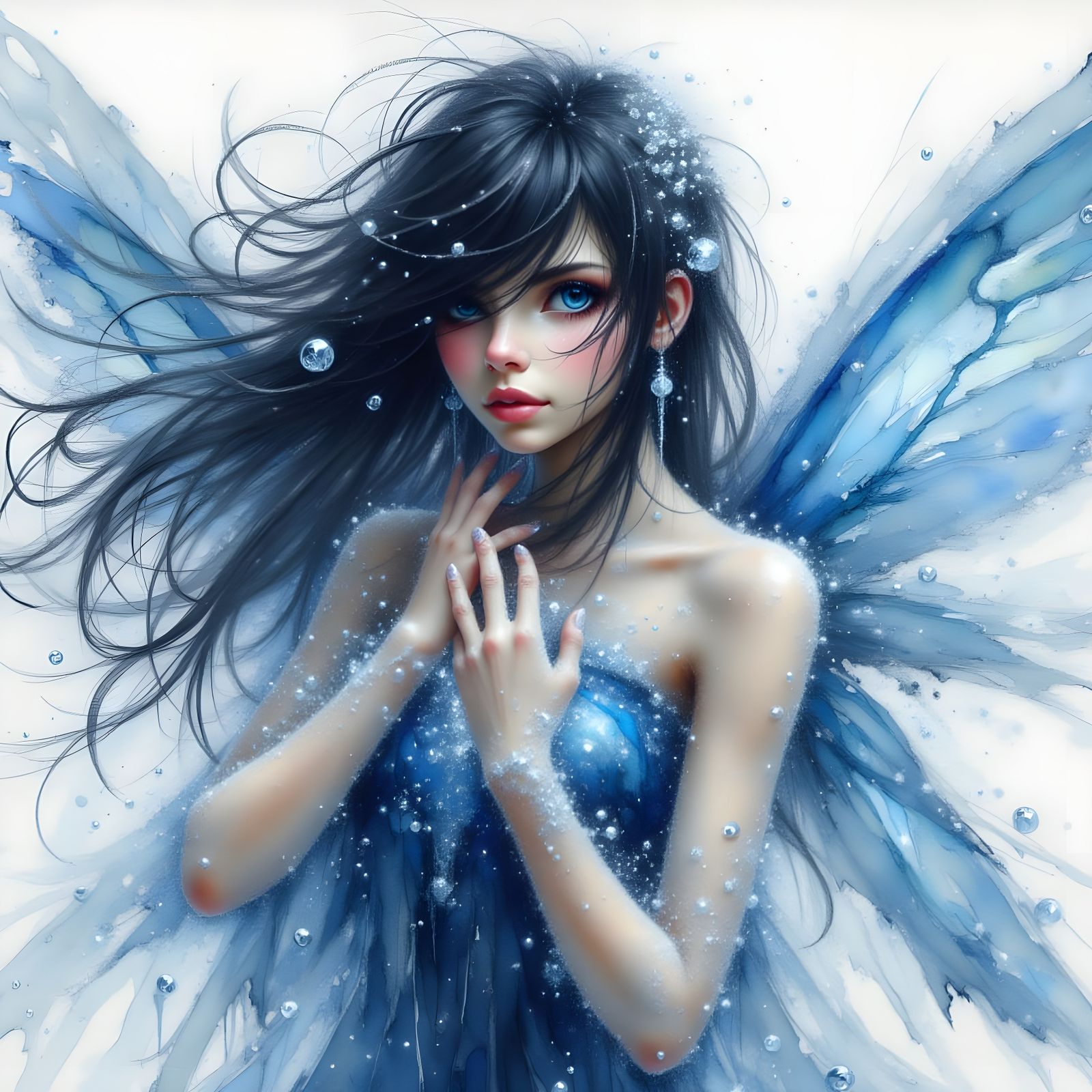 Fae Casting Wind Spell in Snowy Tempest