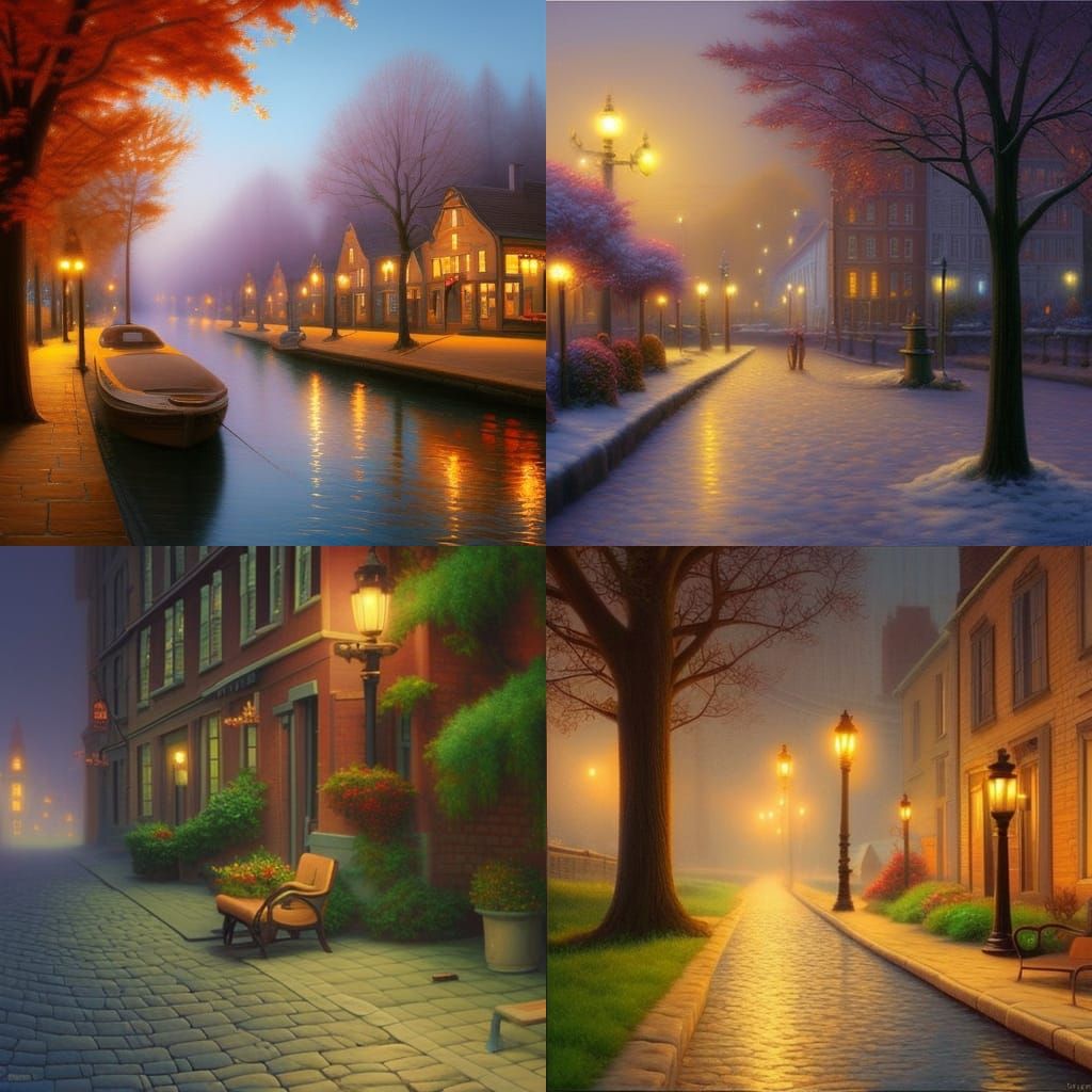 Tranquil Lakeside Landscape Painting