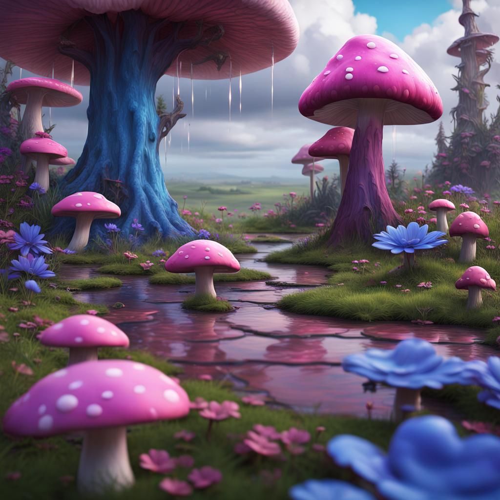 Fantastical Pink Mushroom Landscape in Unreal Engine