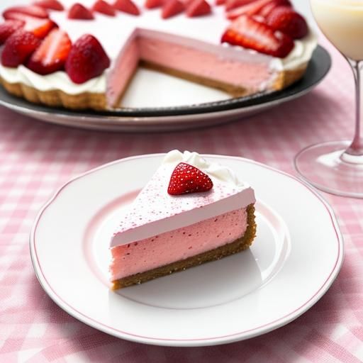 Strawberry Cheesecake Still Life with Film Grain Effect