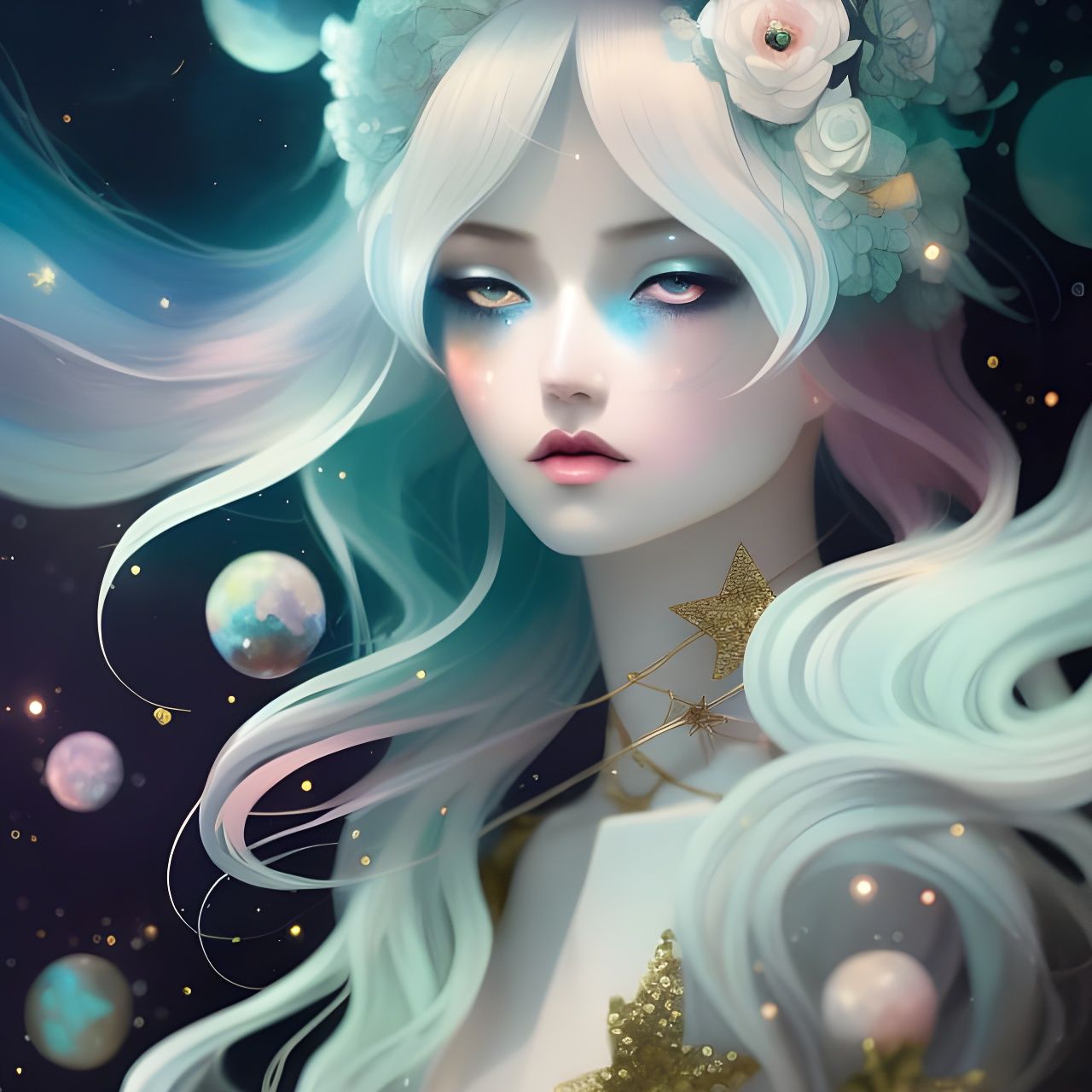 Beautiful Astronaut in Anime Cel-Shaded Style